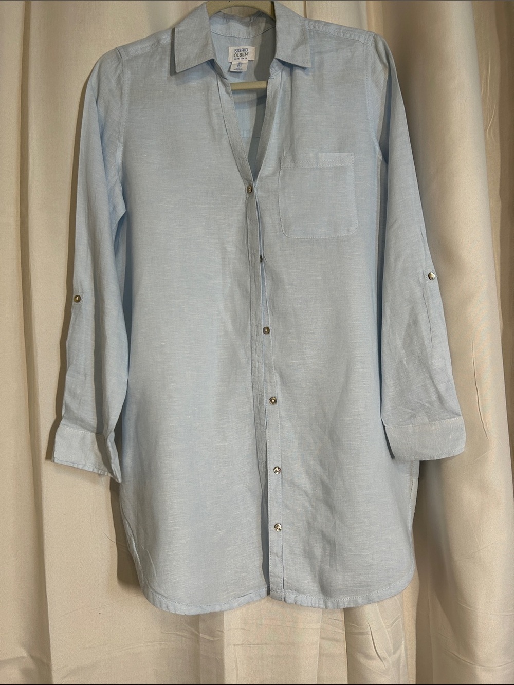 Sigrid Olsen Pale Blue 100% Linen Oversized Tunic